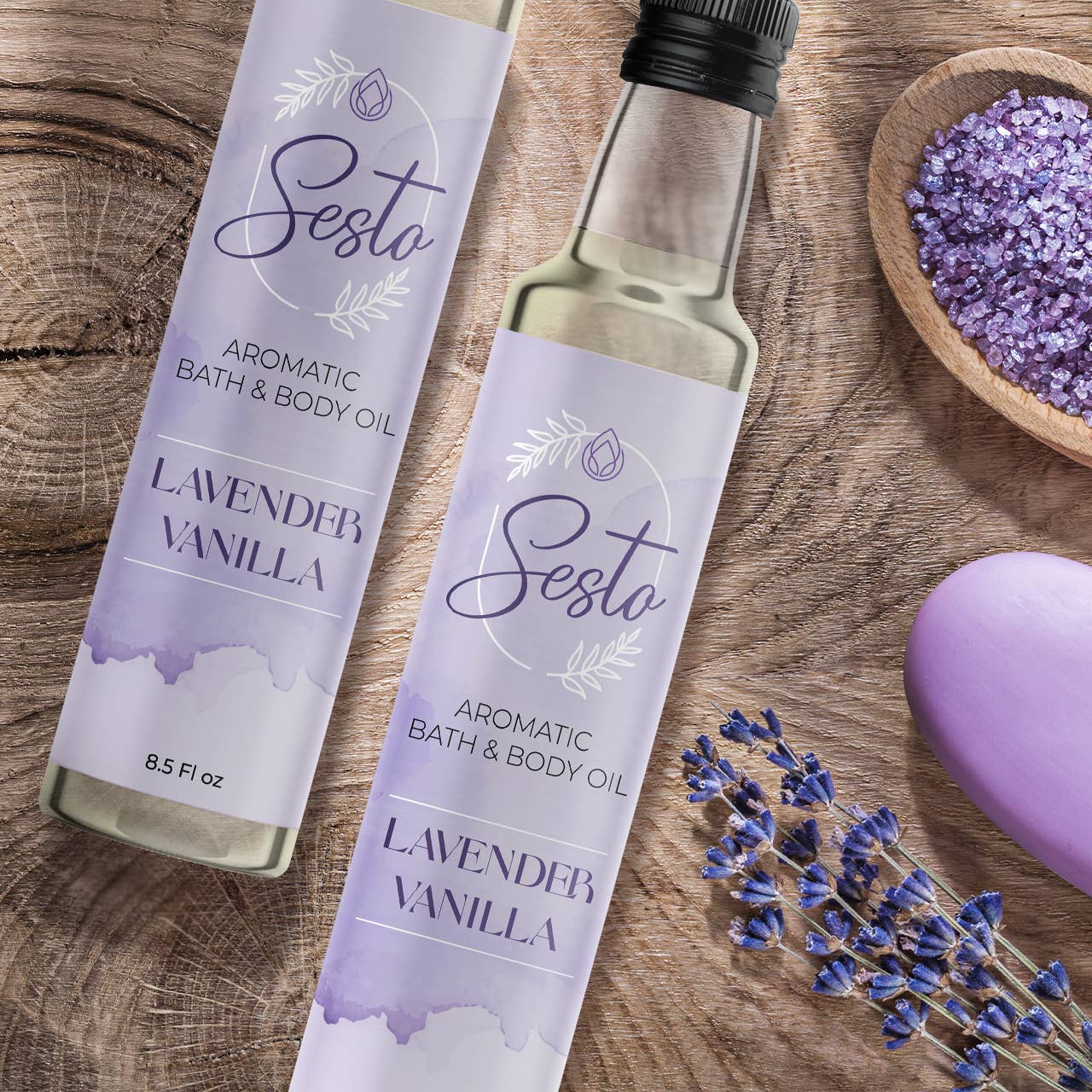Sesto Aromatic Bath & Massage Oil - Lavender Vanilla - 8.5oz