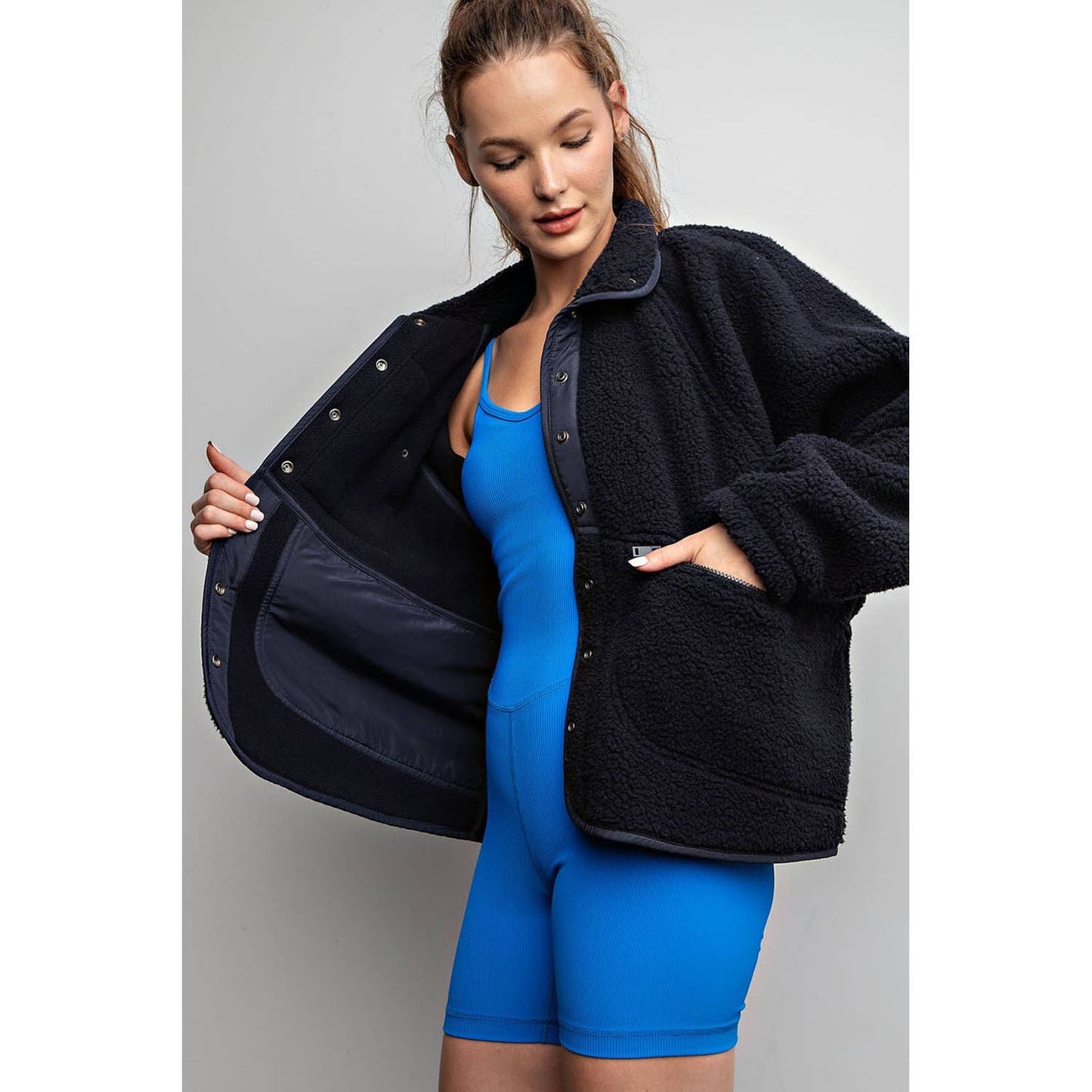 HEAVY FLEECE OUTDOOR JACKET: Navy / L