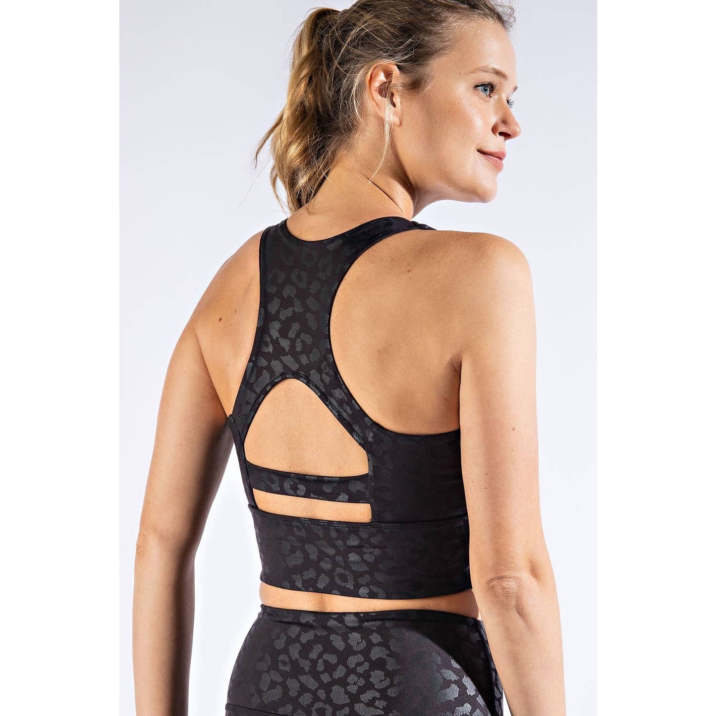 LEOPARD CHINTZ SPORTSBRA: Black / S