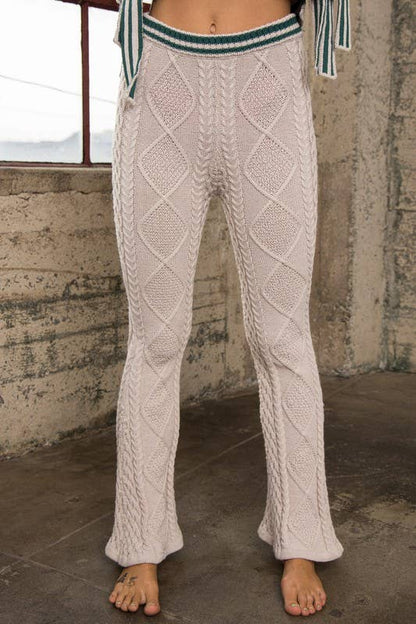PP15964 - ANGIE WAIST DETAIL BOOT CUT SWEATER PANTS