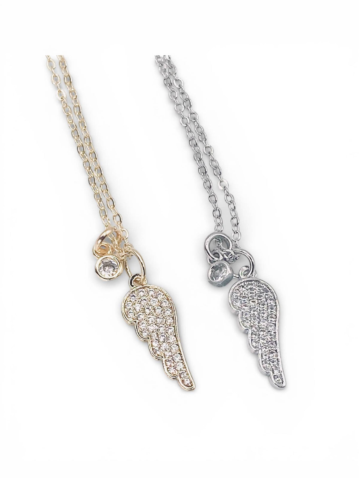Pave angel charm cluster necklace 