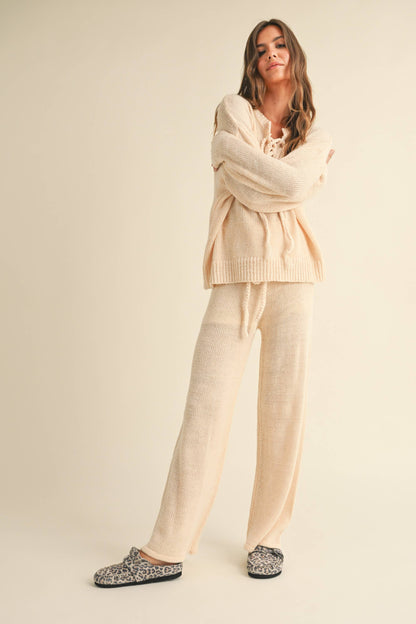 P4078   LINED KNITTED PANTS WITH DRAW STRING ON WAIST