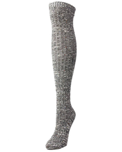 MeMoi Overcast Marled Rib Over the Knee Socks: Dark Sapphire / OS