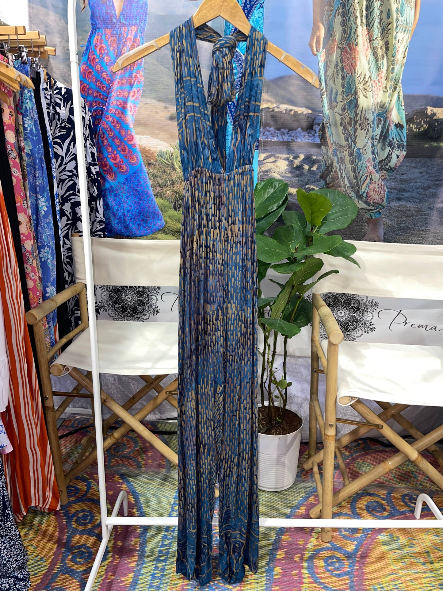 Elizabeth Convertible Beach Jumpsuit Sarong, Summer Jumpsuit: Turquoise Rainbow