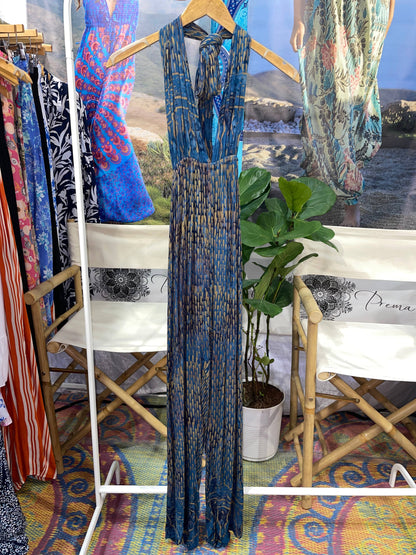 Elizabeth Convertible Beach Jumpsuit Sarong, Summer Jumpsuit: Turquoise Rainbow