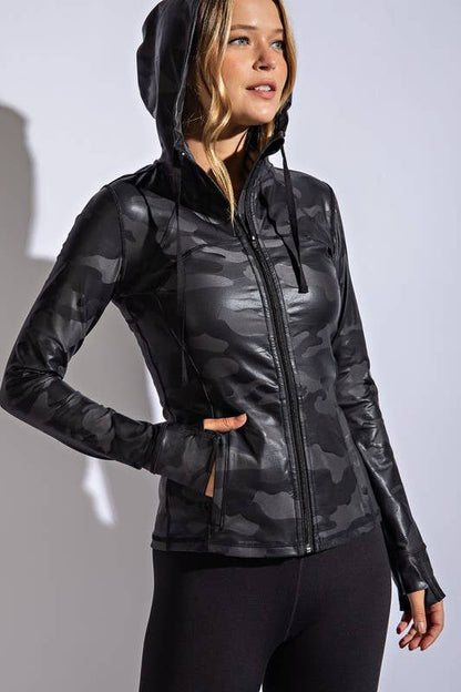 Camo Zipper 2X Jacket with Pockets: BLUE CHARCOAL/BLACK / 2x