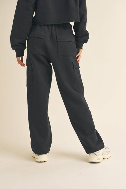 CARGO POCKET SWEATPANTS: BLACK /  S P3135ST