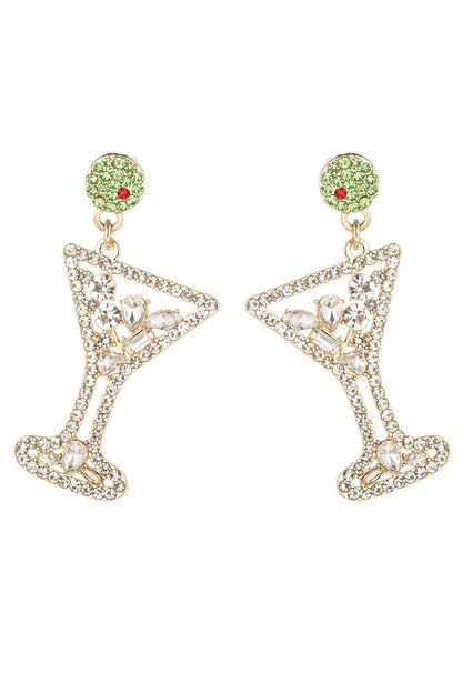 Dry Martini 18K Gold Plated CZ Drop Earrings