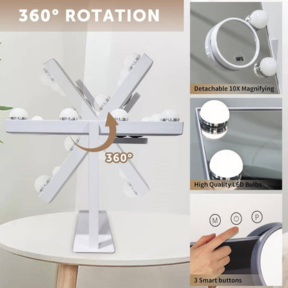 Rechargeable Vanity Mirror With Lights 10X Magnifier