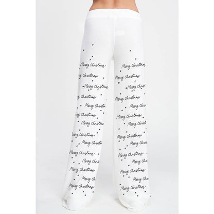 Merry Christmas print soft lounge wear set: Heather Grey / M