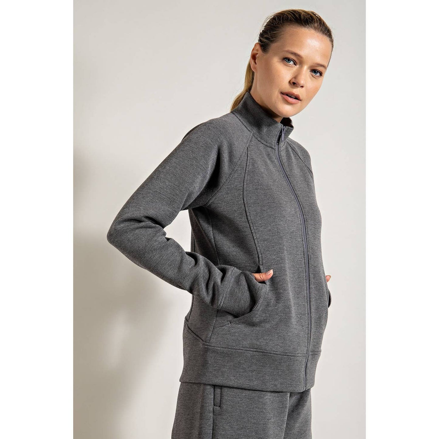 PONTI JACKET WITH POCKET: Charcoal / S