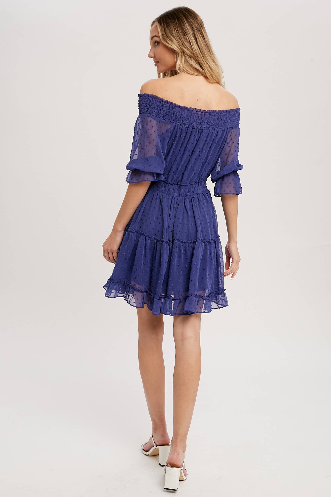 SWISS DOT OFF SHOULDER DRESS