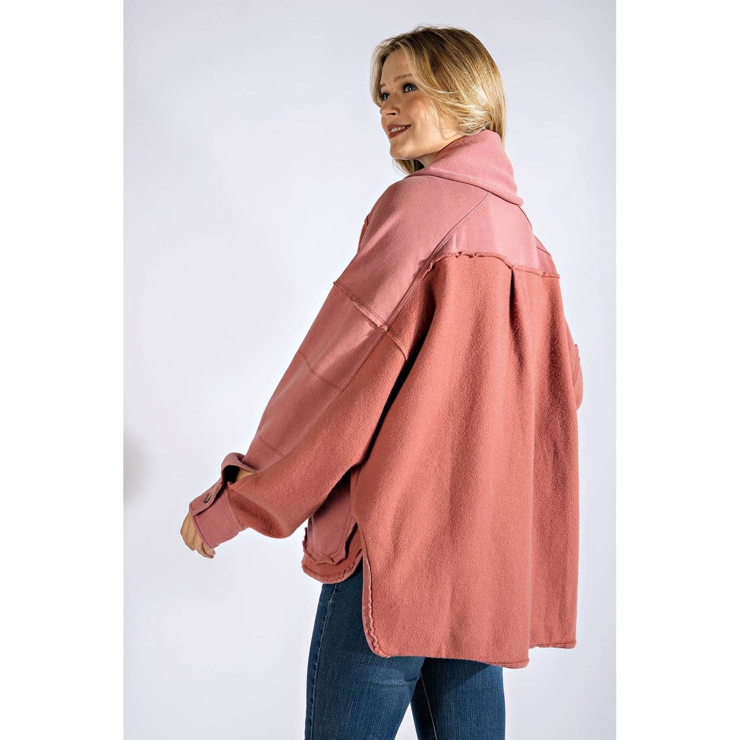 COTTON FRENCH TERRY MINERAL WASHED JACKET: Olive / S