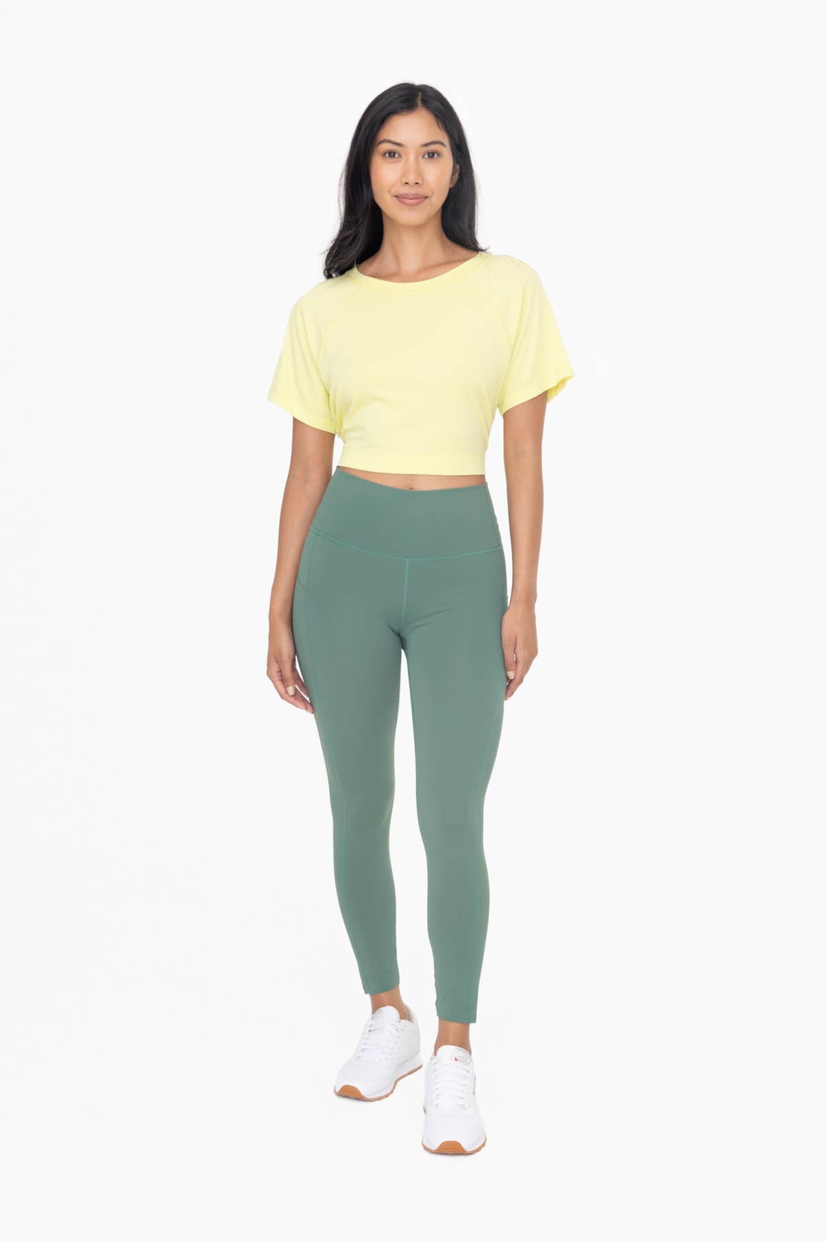 Laser-Cut and Bonded Essential Foldover Highwaist Leggings: ICE GREEN / S:M:L (2:2:2)