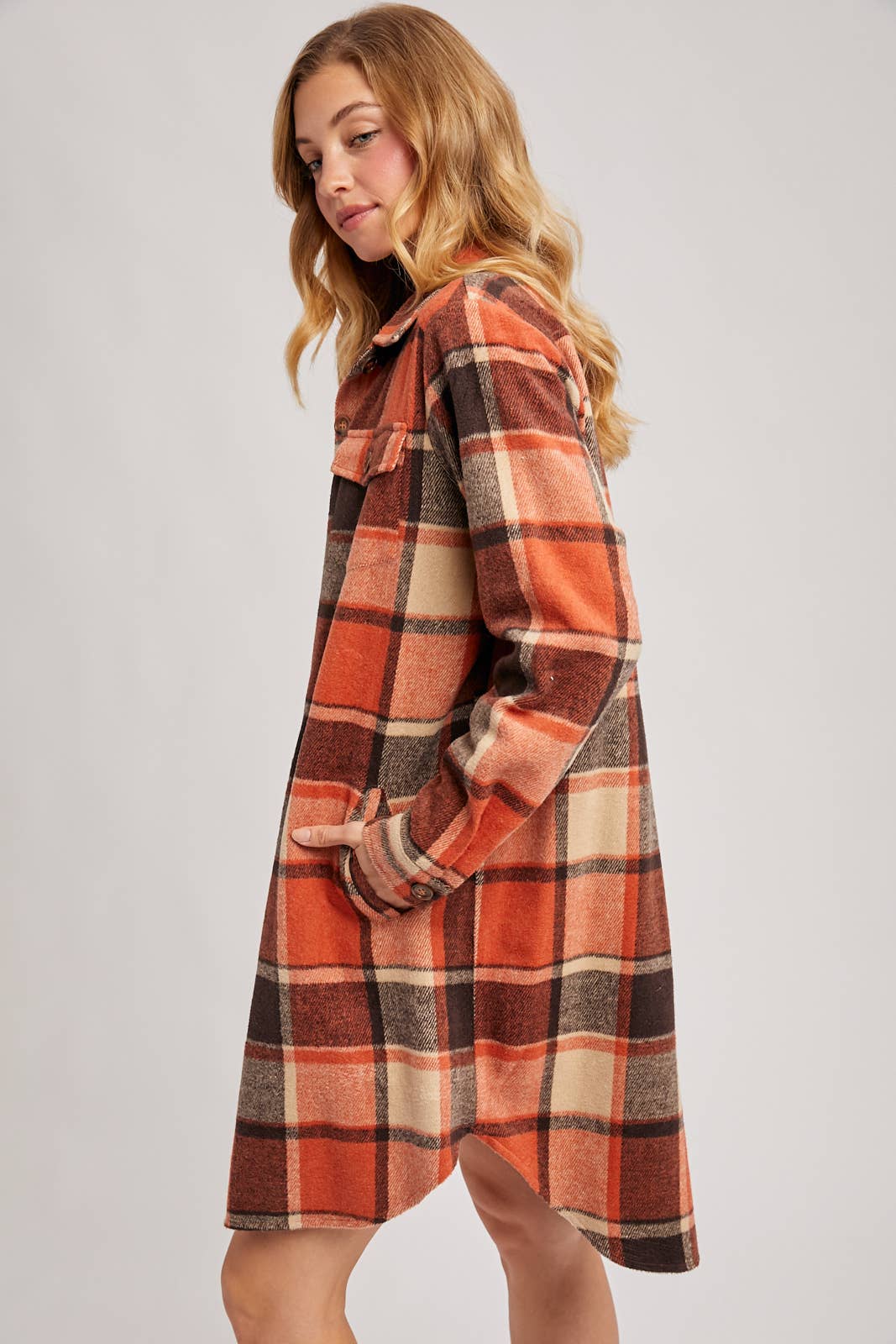 FLANNEL PLAID LONGLINE SHACKET