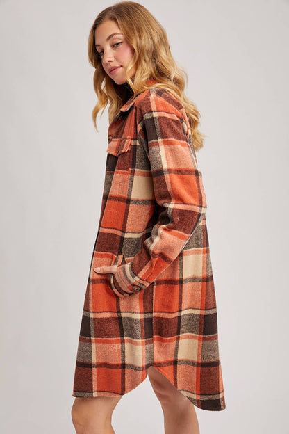FLANNEL PLAID LONGLINE SHACKET