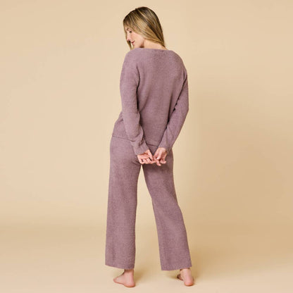 Solid Marshmallow V-Neck Lounge Set