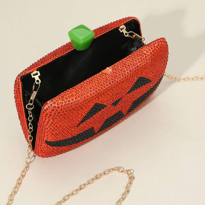 Bling Halloween Pumpkin Face Evening Clutch / Crossbody Bag