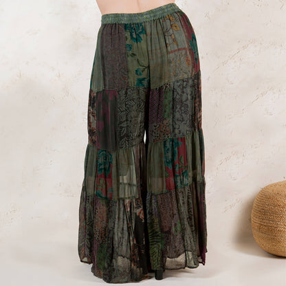 Retro Revival: Long Flared Patchwork Pants