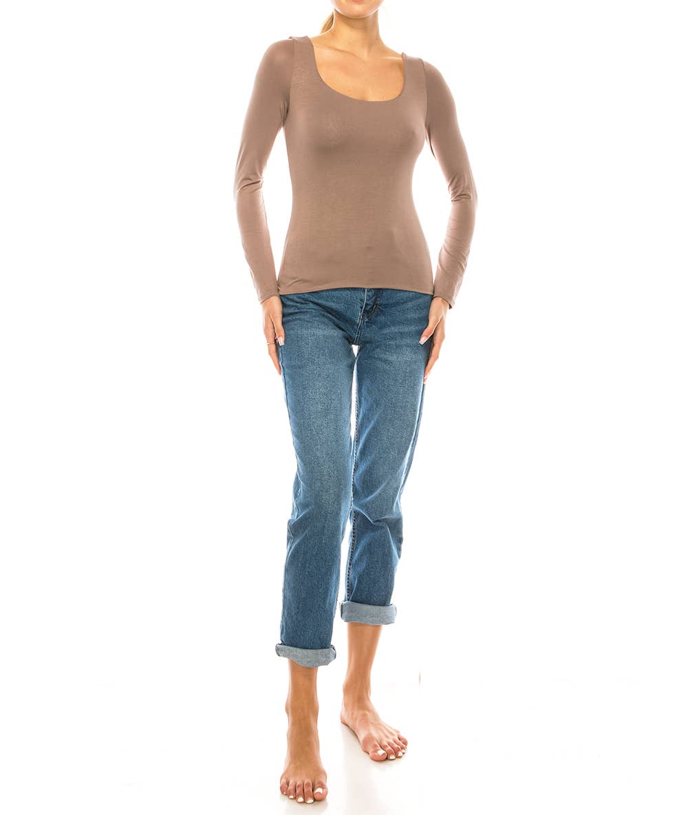 BAMBOO DOUBLE LAYERED LONG SLEEVE: BLACK / SMALL