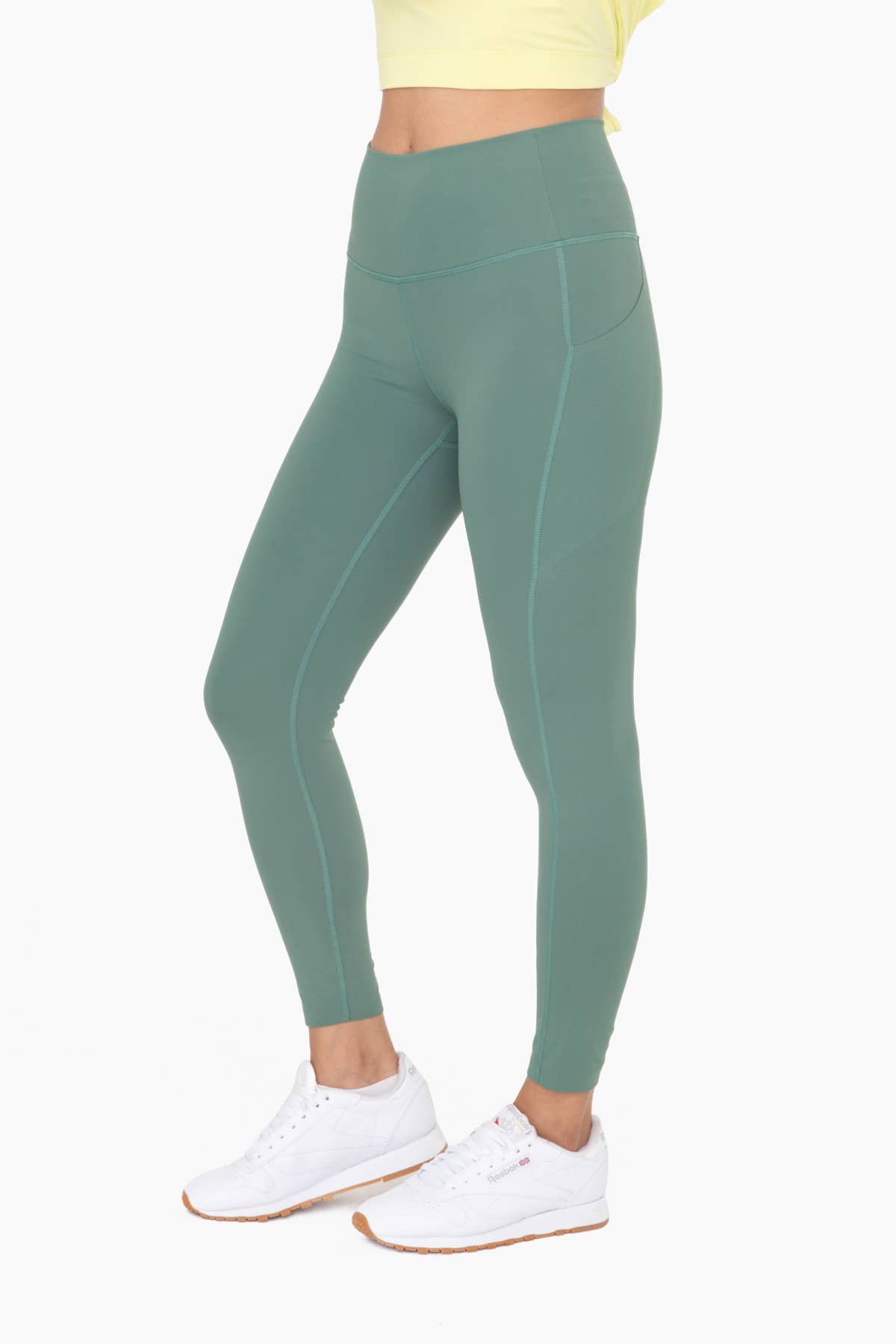 Laser-Cut and Bonded Essential Foldover Highwaist Leggings: ICE GREEN / S:M:L (2:2:2)