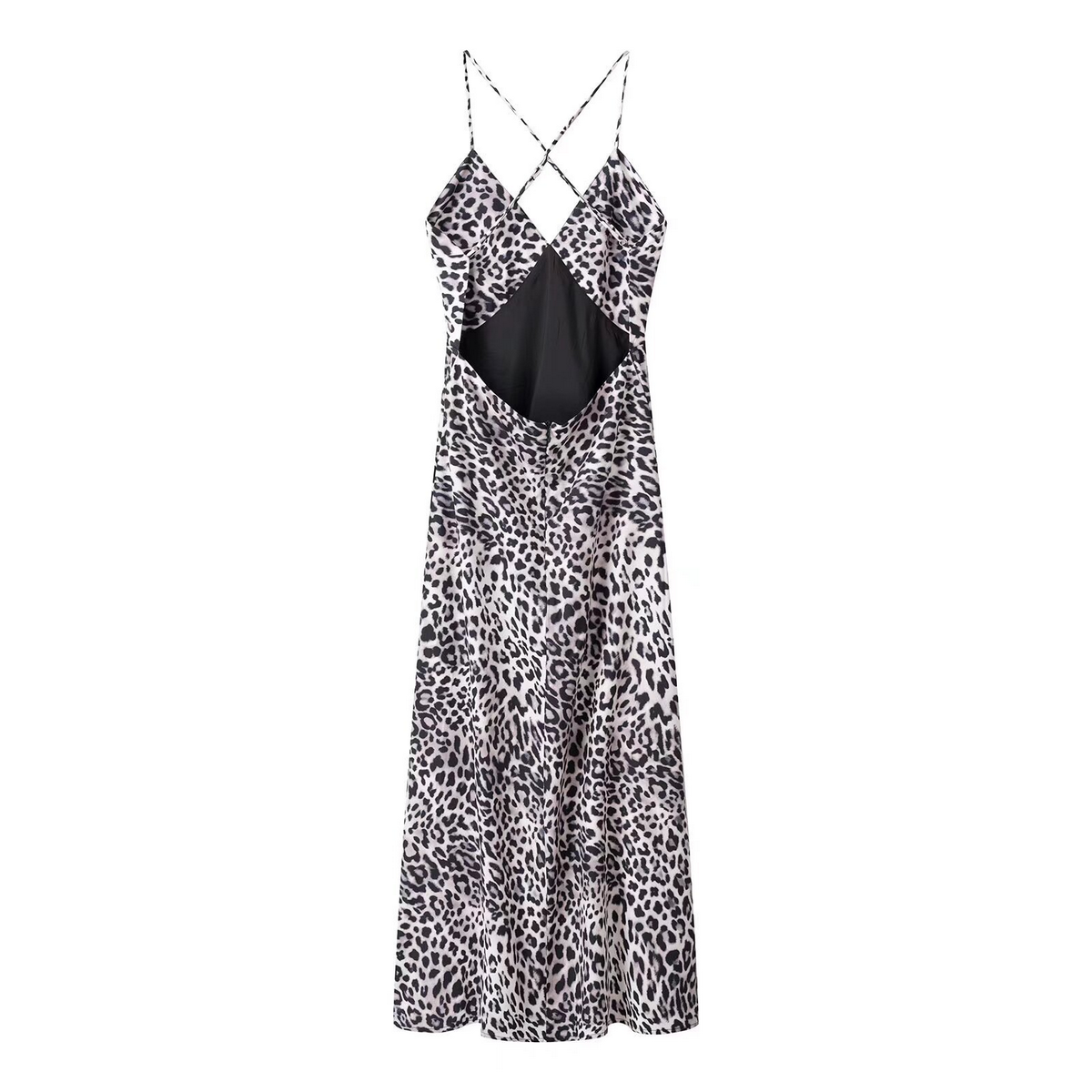 Elegant French Print Crew Neck Midi Dress_CWDMD5823