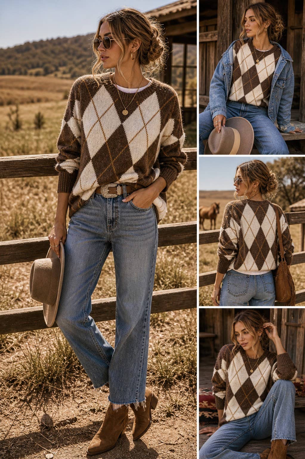 Classic Argyle Knit Sweater