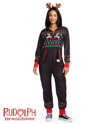 Rudolph Fair Isle Jumpsuit - Women's Holiday Reindeer Onesie