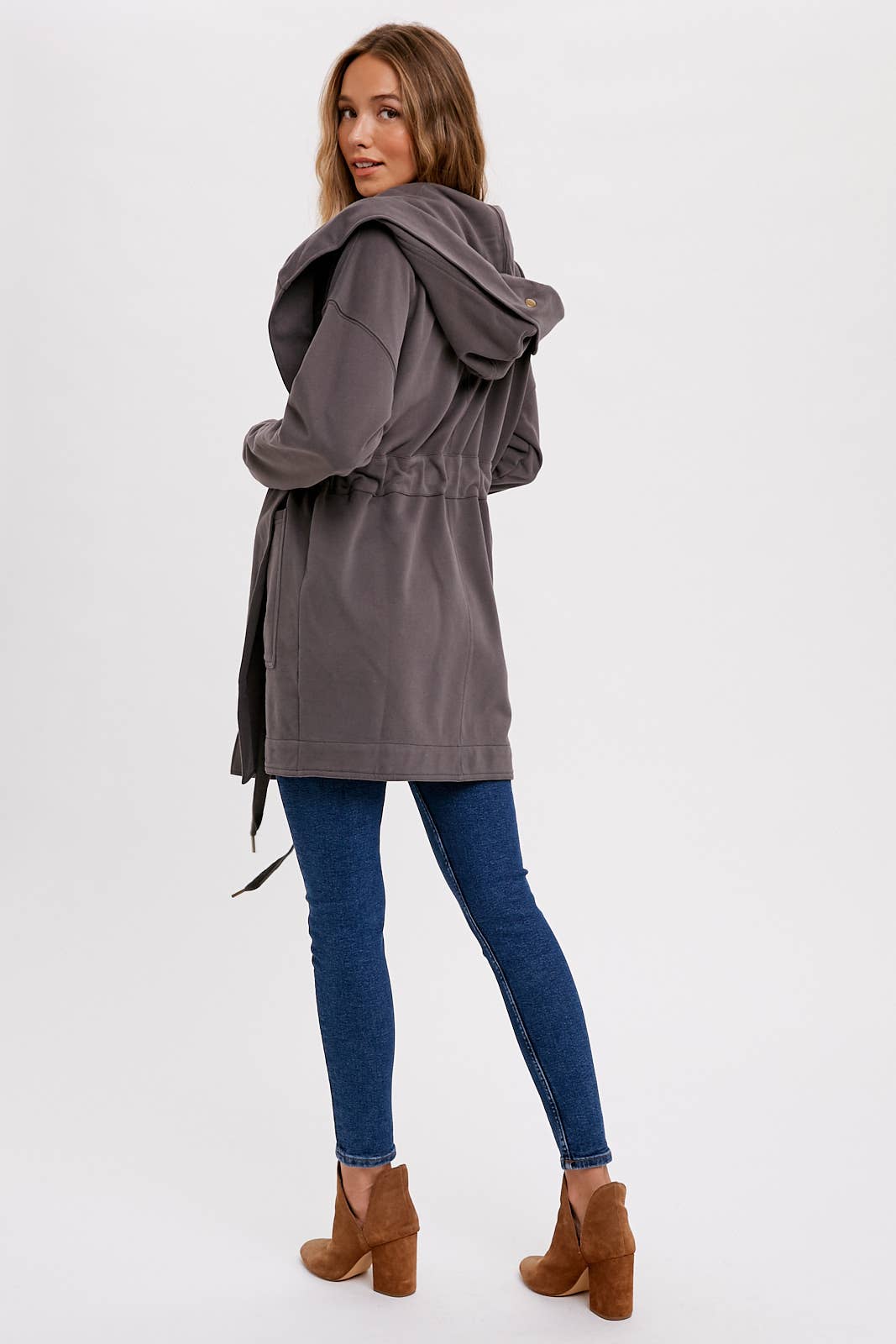 FRENCH TERRY HOODIE JACKET: ASH / L