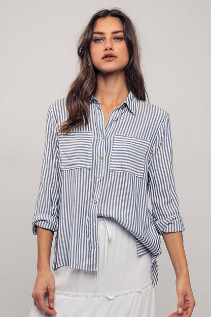 STRIPE BUTTON DOWN SHIRT