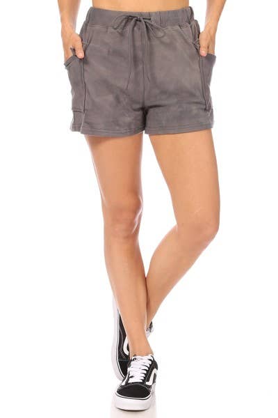 Womens Double Brush Soft Solid Cargo Shorts: Grey / Medium