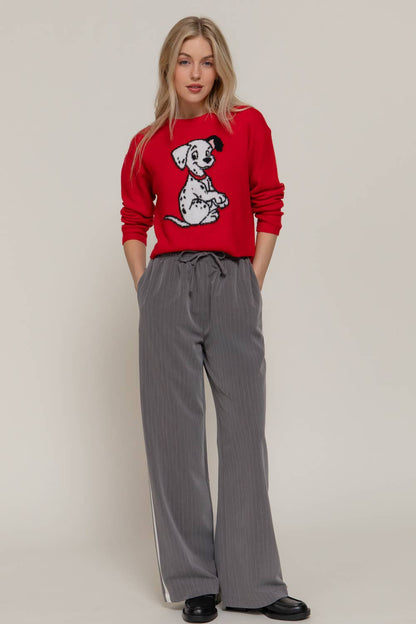 Side Stripe Detail Y/D Stripe Long Pants with Drawstring