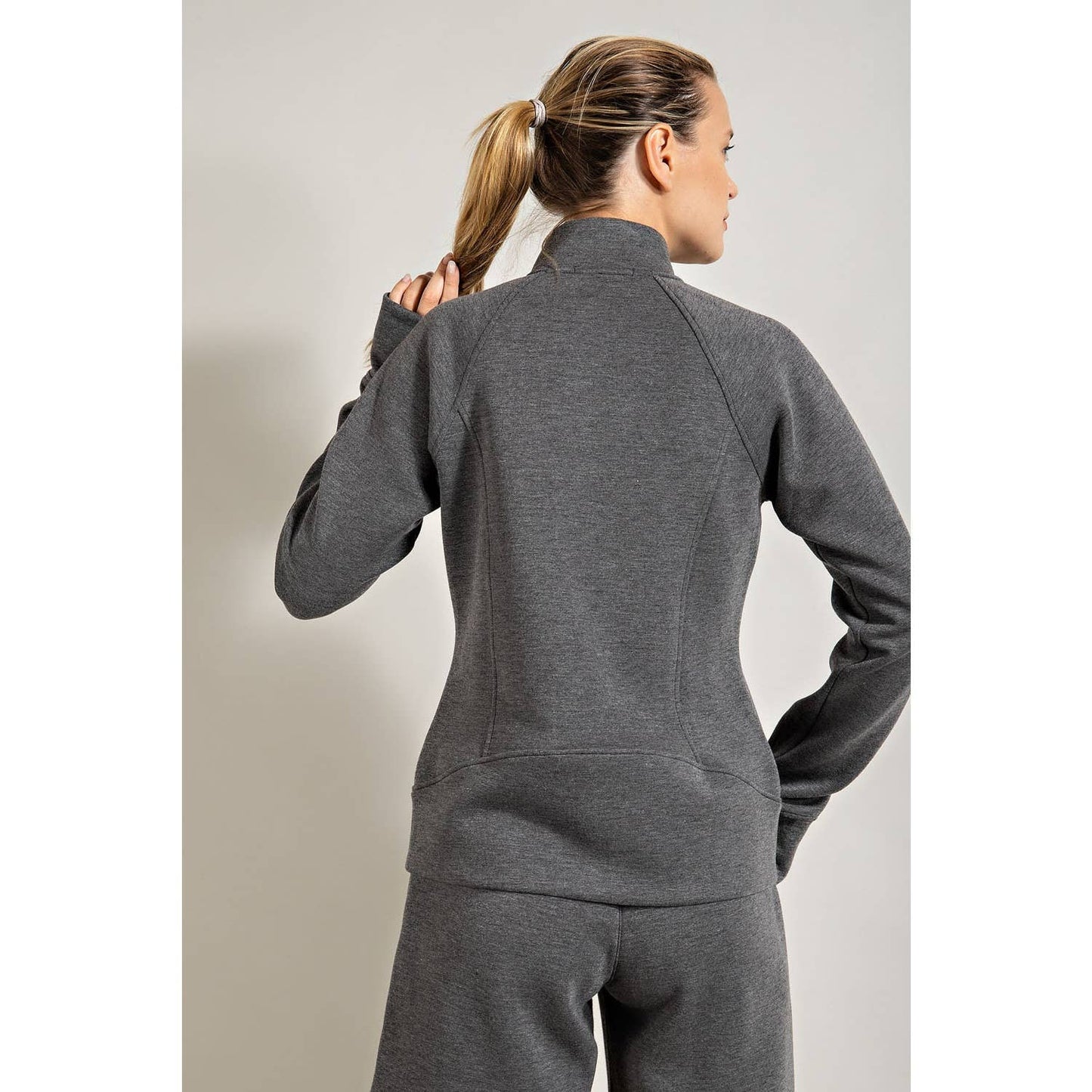 PONTI JACKET WITH POCKET: Charcoal / S