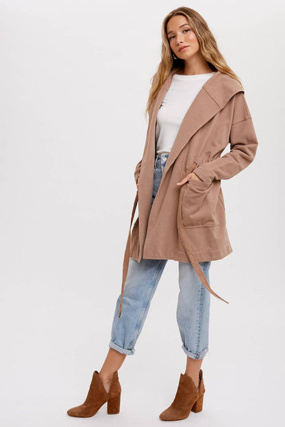 FRENCH TERRY HOODIE JACKET: ASH / S