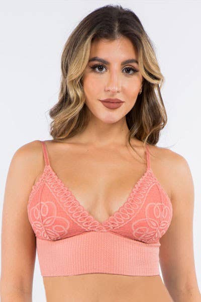 Lace Ribbed Triangle Bralette