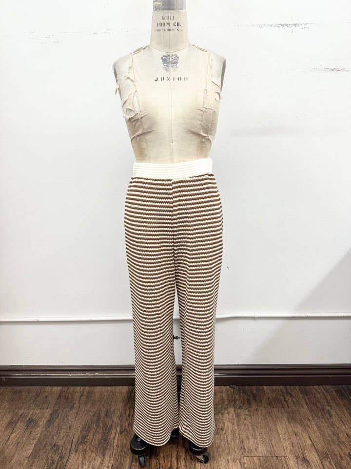 Striped Collared Knit Lounge Pant  Set