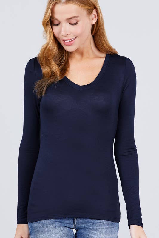 Long Sleeve V-neck Top