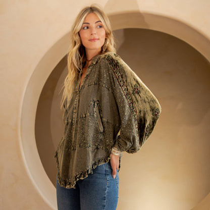 Bohemian Elegance: Stonewashed Rayon Top (ALSO IN PLUS)