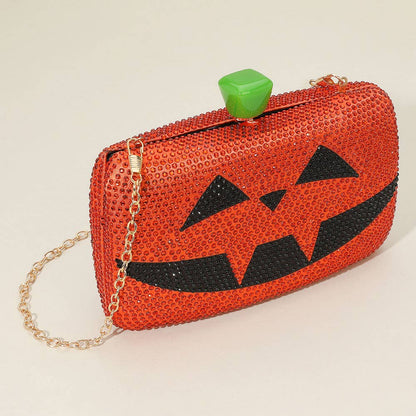 Bling Halloween Pumpkin Face Evening Clutch / Crossbody Bag