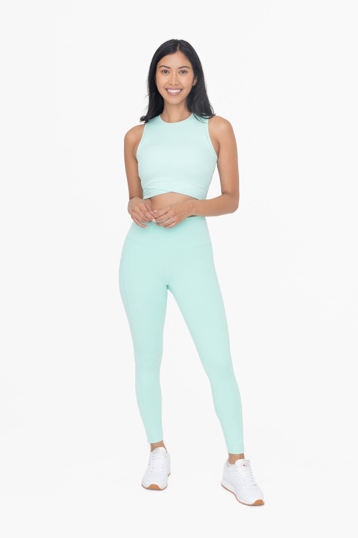 Laser-Cut and Bonded Essential Foldover Highwaist Leggings: CANDY PINK / S:M:L (2:2:2)
