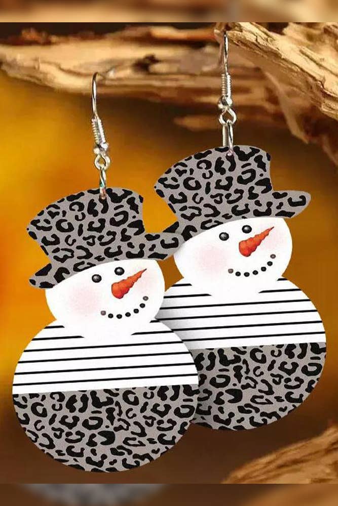 Christmas Print PU Earrings MOQ 5pcs SP125