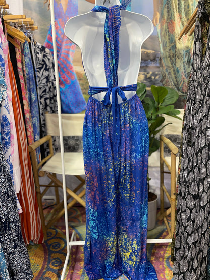 Elizabeth Convertible Beach Jumpsuit Sarong, Summer Jumpsuit: Turquoise Rainbow