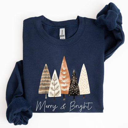 Merry and Bright, Christmas Trees, Hygge, Xmas Sweatshirt