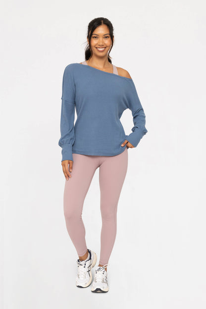 Ballet Chic Ribbed Off-Shoulder Top