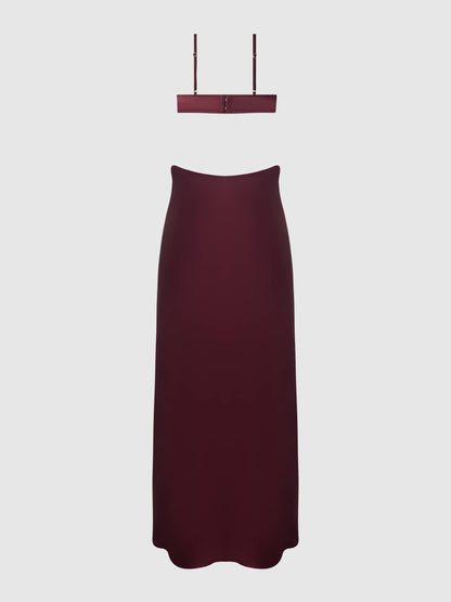 BRIGETA SATIN MONO WIRE LONG GOWN