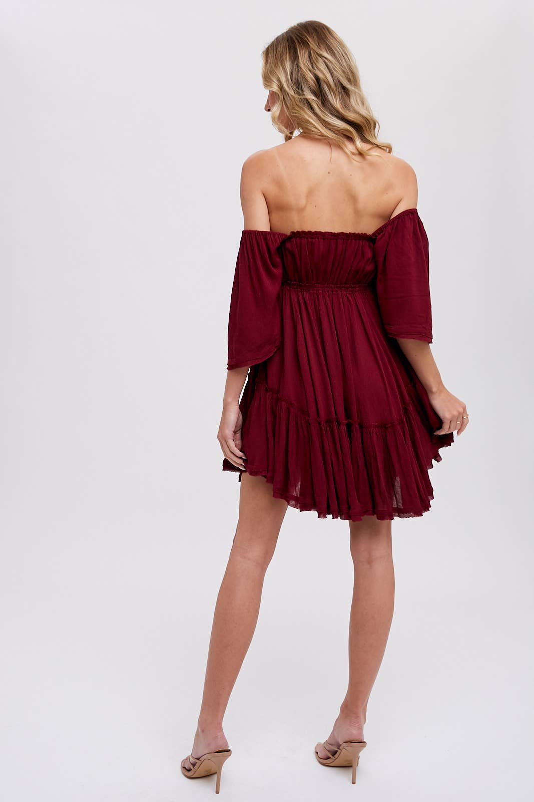 RUFFLE HEM  RUCHED MINI DRESS