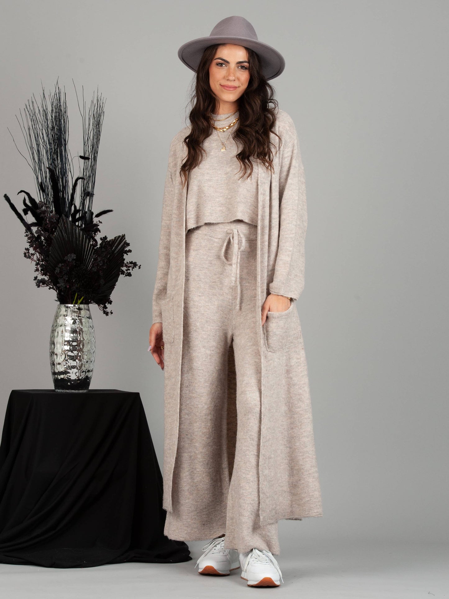 NYJ4164-AVERY SWEATER DUSTER-BLUSH SNOW: L