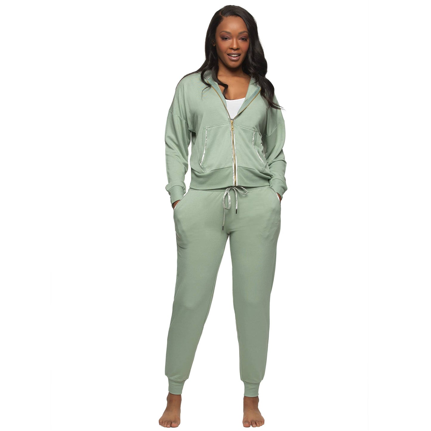 Aria French Terry Zip Hoodie & Jogger set - Iceberg Green