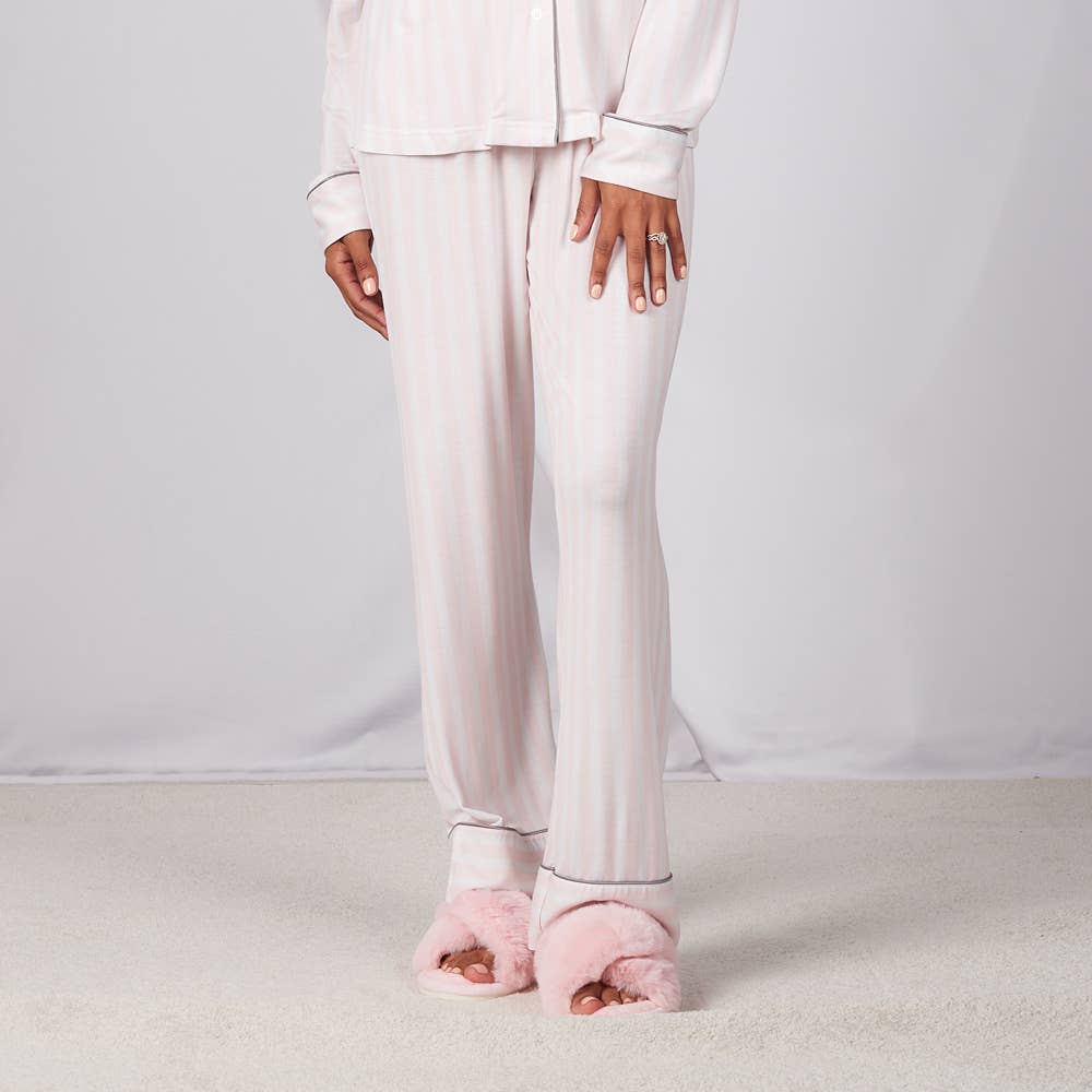 Faceplant Bamboo® Lucy Long Pants: Pink Stripe / Small