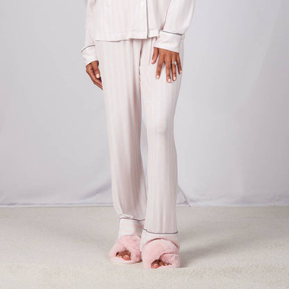 Faceplant Bamboo® Lucy Long Pants: Pink Stripe / Large